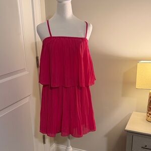 Fuchsia Spaghetti Strap Tiered Mini Romper